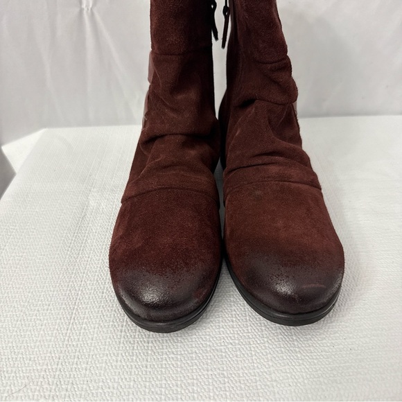 Miz Mooz Leather Ankle Boots Triple Strap Merlot Red - Picture 2 of 12